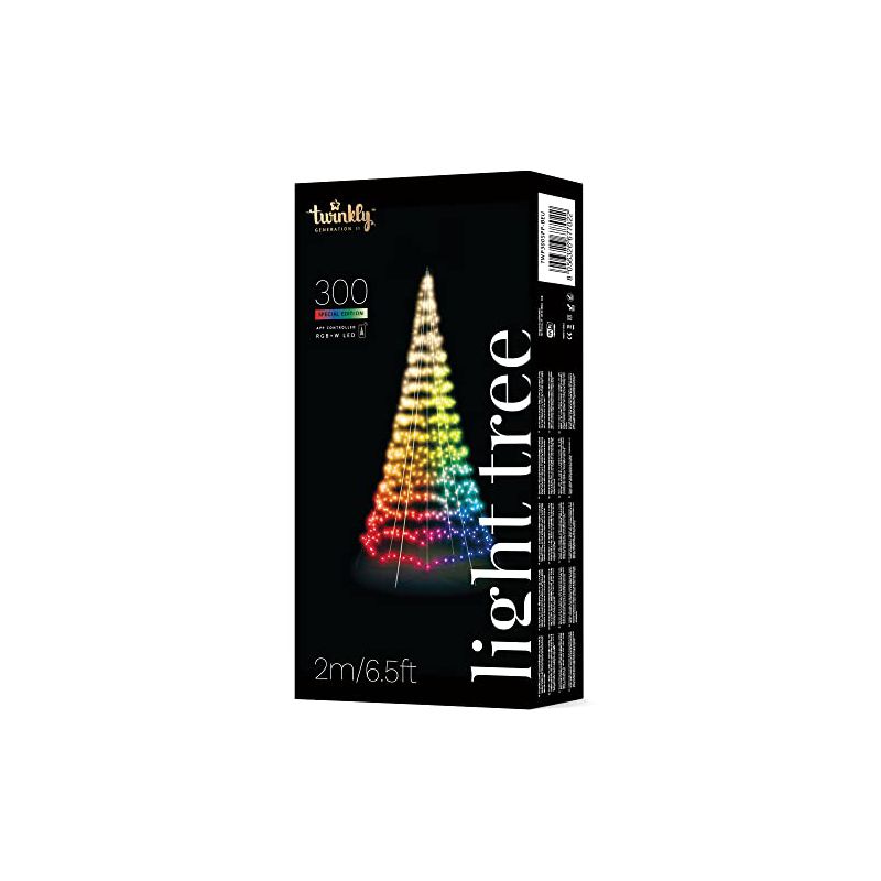 Twinkly Light Tree  App-Controlled Flag-Pole Christmas Tree - Black Wire. Pole Included. Outdoor Smart Christmas Lighting Decoration, 1 of 8