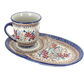 Blue Rose Polish Pottery P006 Manufaktura Breakfast Plate & Breakfast Mug Set