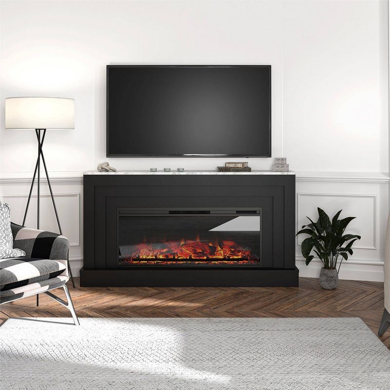 Morganfield Wide Mantel with Linear Electric Fireplace Black/White - Room &#38; Joy, 4 of 10