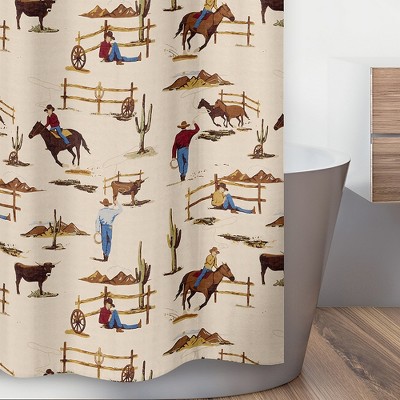 Wild West Cowboy Multicolor Microfiber Shower Curtain 72x72