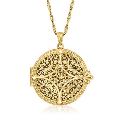 Ross-Simons 18kt Gold Over Sterling Filigree Locket Necklace Size
