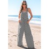 Amaryllis Women’s Checkerboard Wide Leg Overalls Relaxed Fit Sleeveless One-Piece Adjustable Strap Jumpsuit - 4 of 4
