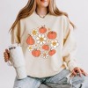 Simply Sage Market Women's Lightweight Garment Dyed Graphic Sweatshirt Circle Pumpkin Flowers - 2 of 4