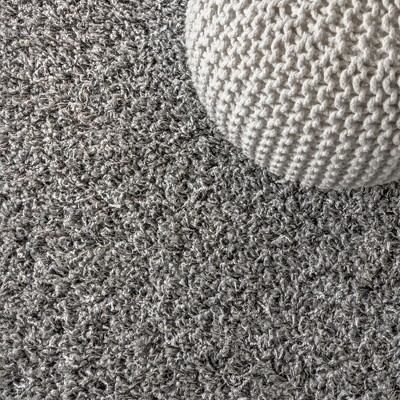 Charcoal Reversible Rectangular Shag Area Rug with Tassels