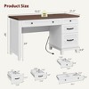 53.5" Executive Desk with Power Outlet, Home Office Desk with Drawers, Wooden Work Desk - 2 of 4