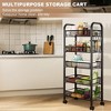 5-Tier Rolling Storage Cart with Wheels, 4 Hooks, Metal Mesh Organizer for Kitchen, Bathroom, Dorm, Office - 4 of 4