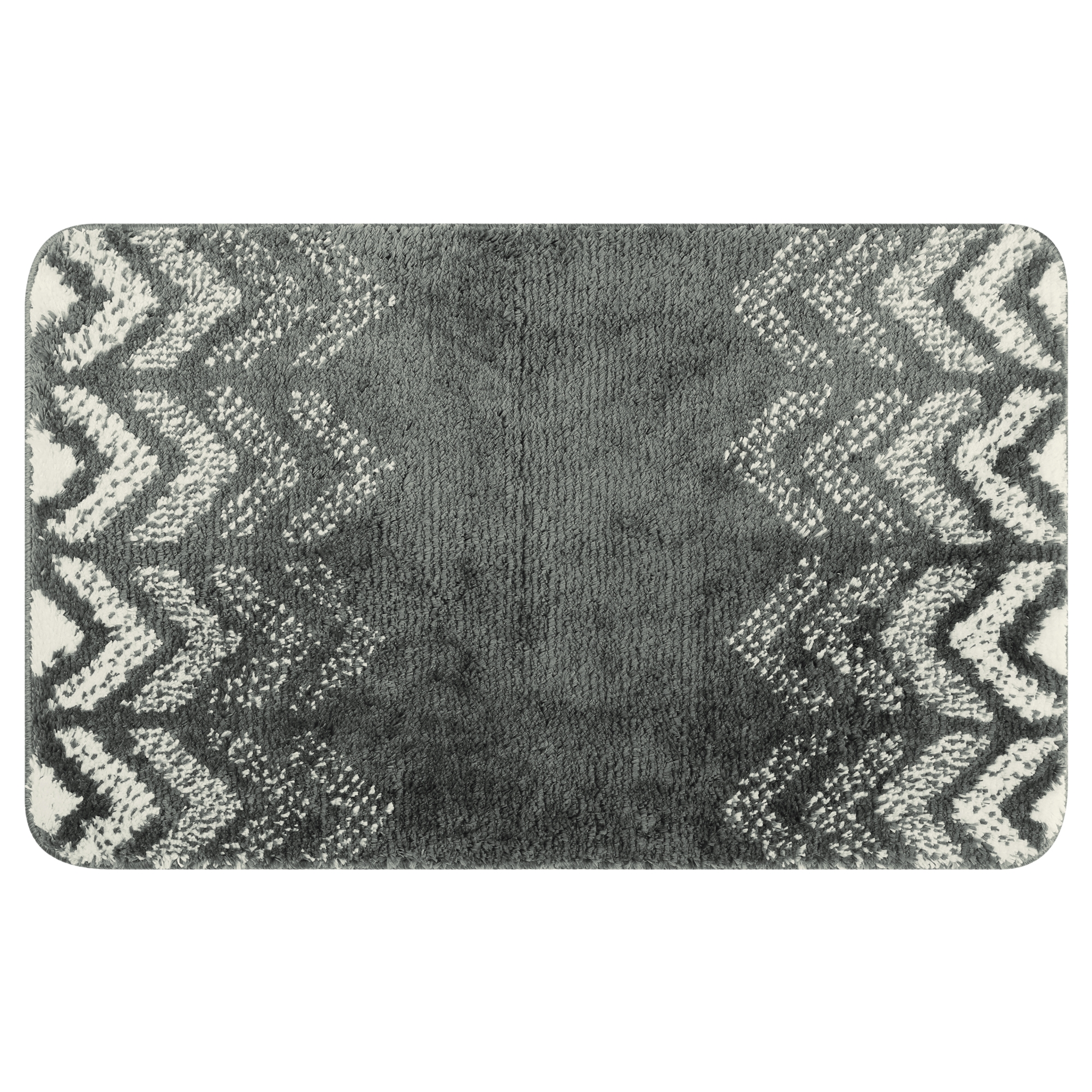 Unique Bargains Geometric Patterns Non-Slip Absorbent Bathroom Mat Dark Grey 20" x 32"