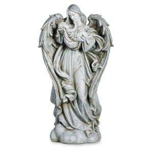 Roman 25.25" Angel with Baby Resin Outdoor Garden Statue Gray - 1 of 4