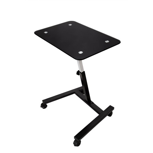23 6 Airlift Tempered Glass Adjustable Height Mobile Laptop Desk Cart Black Seville Classics Target
