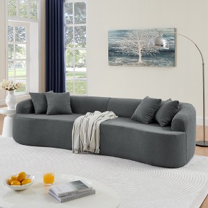 Curved Sectional Sofa in Lamb's Wool Fabric ¨C Modern Minimalist Style, Compressed (No Assembly Required), Comfy for Living Room & Bedroom - 1 of 4