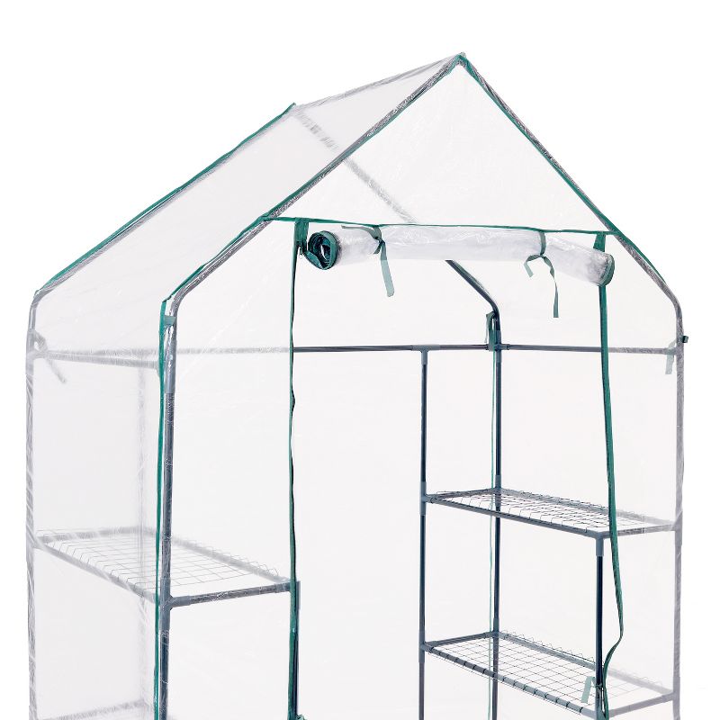 Sunnydaze Outdoor Portable Tiered Growing Rack Deluxe Walk-In Greenhouse with Roll-Up Door - 4 Shelves - Clear - 54" x 28" x 77", 5 of 13