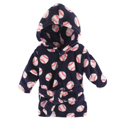 Luvable Friends Baby Boy Plush Bathrobe, Baseball, 0-9M