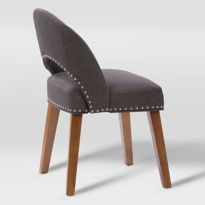 Tiffany Dark Gray Upholstered Side Chair with Wood Legs