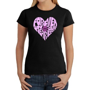LA Pop Art Forever In Our Hearts - Women's Word Art T-Shirt - 1 of 4
