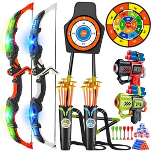 VATOS 2 Pack Bow and Arrow Toy, Light Up Archery Toy with Cup Suction Standing Target & 29 in Dart Board Toys for Kids 5-12 Year - 1 of 4