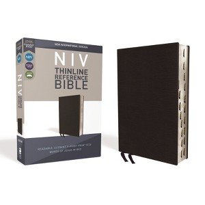 NIV, Thinline Reference Bible, Bonded Leather, Black, Red Letter Edition, Indexed, Comfort Print - by  Zondervan (Leather Bound) - 1 of 1