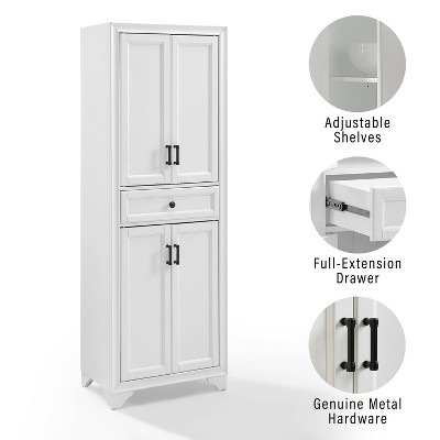 Distressed White 3-Piece Sideboard and Pantry Set with Cabinets