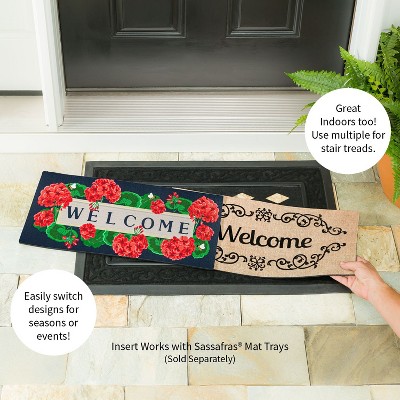 Geraniums Welcome Navy and Red Rubber Outdoor Doormat