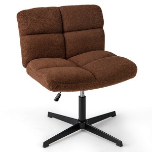Costway Armless Office Desk Chair Modern Swivel Vanity Chair with Adjustable Height Grey/Brown/Beige - 1 of 4