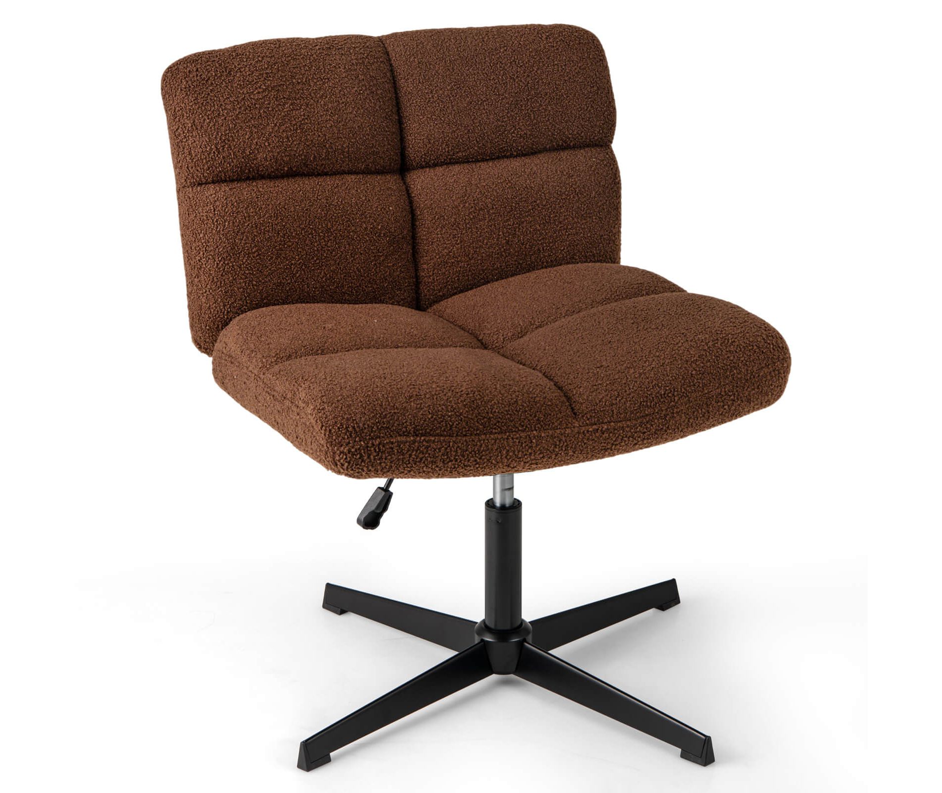 Costway Armless Office Desk Chair Modern Swivel Vanity Chair with Adjustable Height Brown