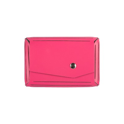 JAM Paper Italian Leather Business Card Holder Case w/Angular Flap Fuchsia Pink 233329912
