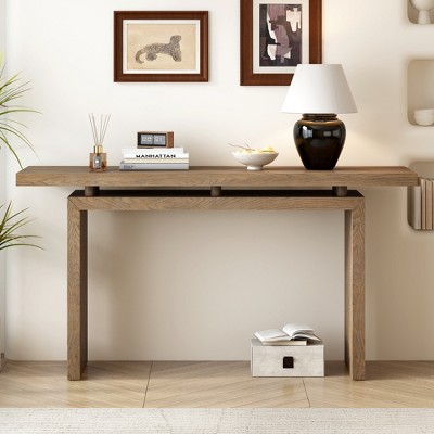 VYNXARIA Uniquely Designed Ash Veneer Console Table, Modern Simple Style, Featuring Clever Tabletop Design,Natural