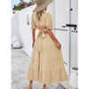 Women's Boho Floral Print Square Neck Beach Party Flowy Ruffle Midi Dress - 2 of 4