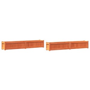 vidaXL Garden Planters Outdoor Flower Box 2 Pcs - Wax Brown Solid Pine Wood, Rectangular, 70.9" x 12.2" x 12.2" - Ideal for Gardens, Balconies, Patios - 1 of 4
