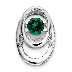Black Bow Jewelry Rhodium Plated Sterling Silver & Gemstone Oval Pendant, 10mm (3/8 In) - 1 of 4