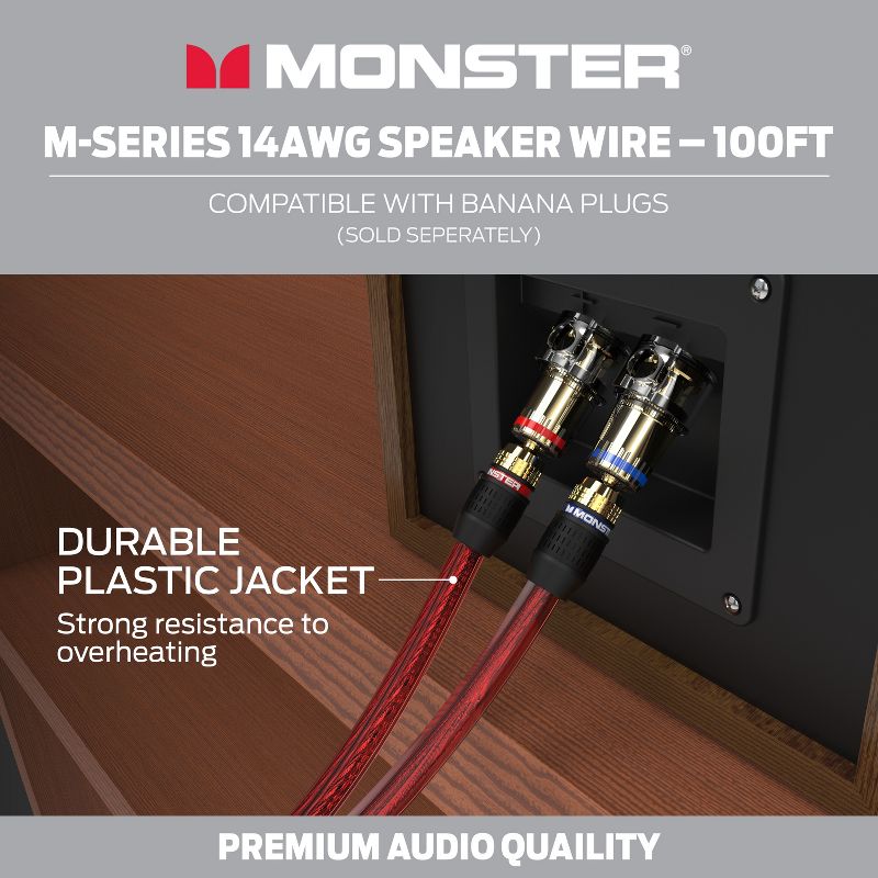 Monster M-Series Speaker Wire: Advanced Performance Speaker Cable Spool with Oxygen-Free Copper Speaker Wire Construction, 5 of 10