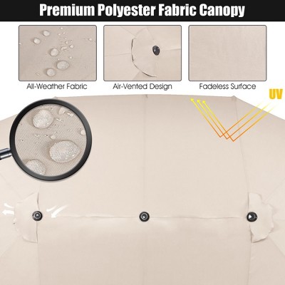 Beige 15FT Double-Sided Patio Umbrella with Metal Pole