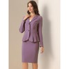INSPIRE CHIC Women's Business Long Sleeve Notched Lapel Peplum Blazer Pencil Skirt Suit Set 2 Pcs - 4 of 4