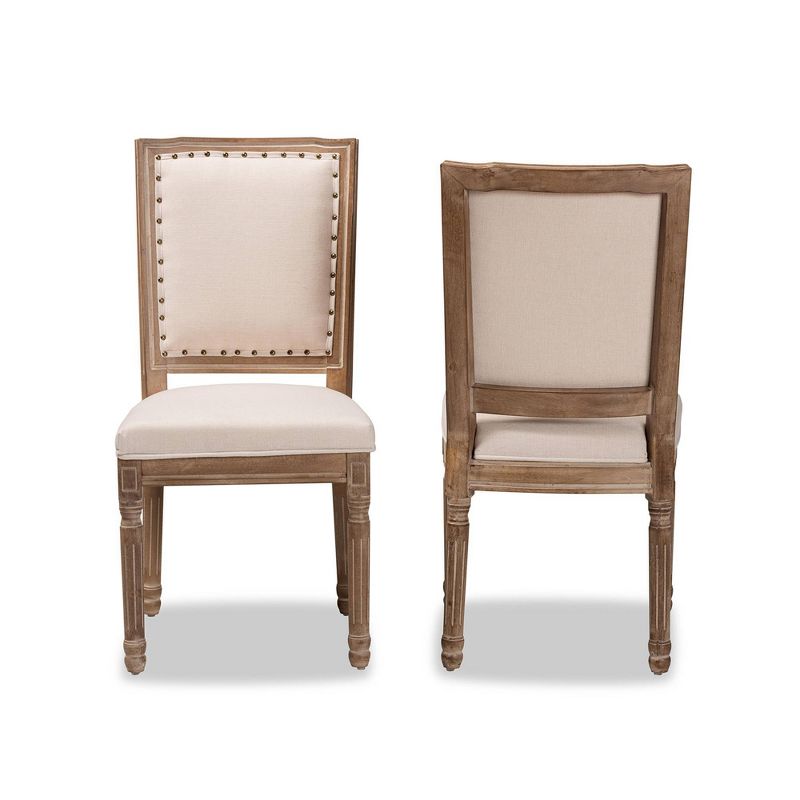Set of 2 Louane Fabric Upholstered and Wood Dining Chairs Beige/Brown - Baxton Studio, 5 of 12