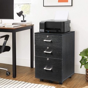 Karl Home 3-Drawer Black MDF 19.69in. W Vertical File Cabinet - 1 of 4