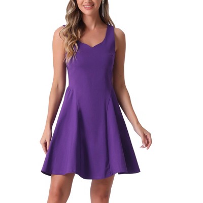 INSPIRE CHIC Women's Sleeveless Sweetheart Neck Fit and Flared A Line Cocktail Dress