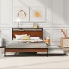 Queen Size Metal Platform Bed Frame with Trundle, USB Ports and Slat Support ,No Box Spring Needed Black - 2 of 4