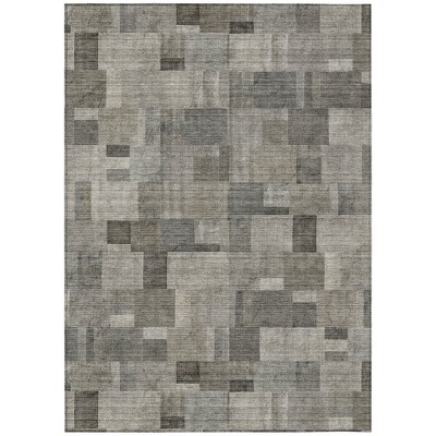 Taupe Beige And Gray Geometric Washable Indoor Outdoor Area Rug