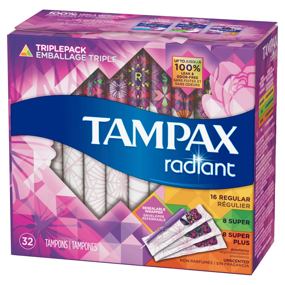 UPC 073010710948 product image for Tampax Radiant Multi Pack Regular/Super/Super Plus Tampons - 32 Count | upcitemdb.com