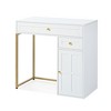 31.5'' Makeup Vanity Desk with Lighted Mirror, Luxury Dressing Table with 2 Drawers and 1 Cabinet, 3 Lighting Modes Available, White-Gold - 4 of 4