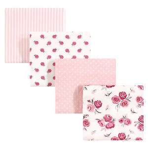 Hudson Baby Infant Girl Cotton Flannel Receiving Blankets, Rose, One Size - 1 of 2