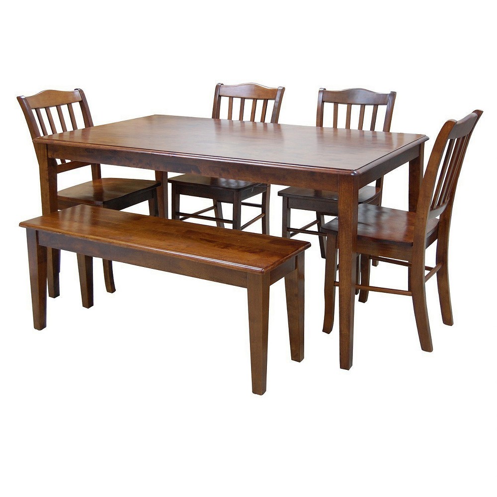 Photos - Dining Table 6pc Shaker Dining Set Walnut - Boraam