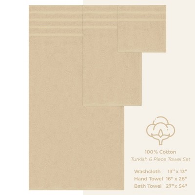 Beige Turkish Cotton 6-Piece Towel Set