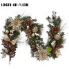 Prelit Christmas Garland for Mantle,6 ft Battery Operated Xmas Garland with 20 LED Lights Red Gold Balls - 3 of 4