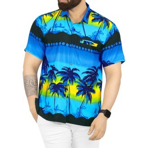 LA LEELA Mens Hawaiian Shirts Short Sleeve Button Down Shirt Men's Holiday Shirts Summer Beach Casual Aloha Tropical Shirts Funny - 1 of 4
