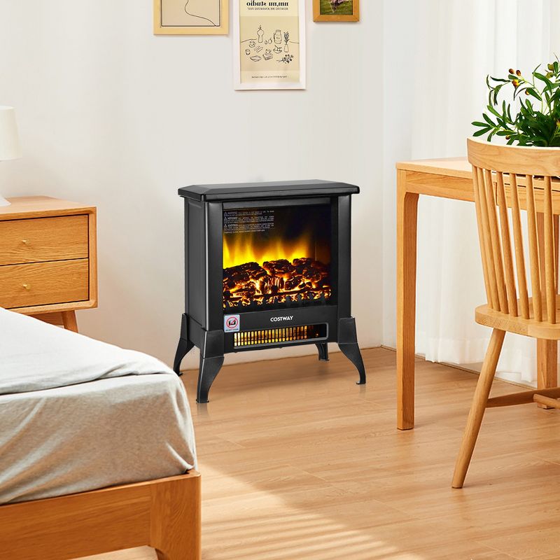 Costway 18''  Electric Fireplace Stove Freestanding Heater W/ Flame Effect 1400W, 3 of 11