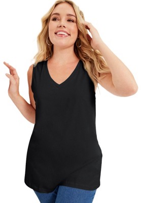 June + Vie by Roaman's Women's Plus Size V-Neck One + Only Tank Top