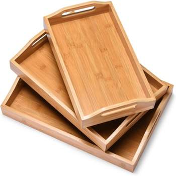 Prosumer's Choice Bamboo Serving Tray with Handles, Set of 3