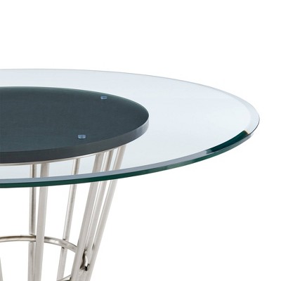 Veronica 48'' Round Glass and Walnut Dining Table