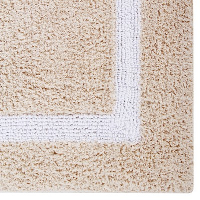 Sand and White Cotton Tufted Reversible Bath Rug Set