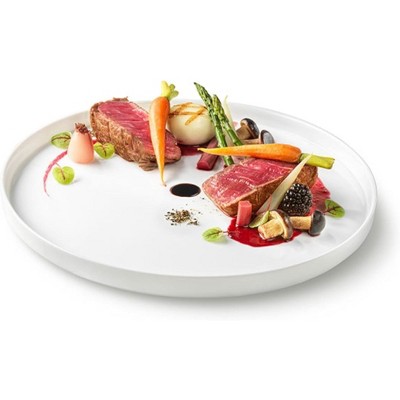 Set of 6 White Tempered Opal Glass Dinner Plates